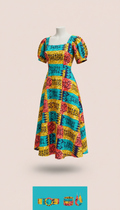 Wax Print Midi Dress With Pockets