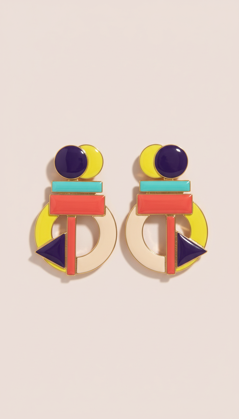 Chunky Resin Statement Earrings Geometric